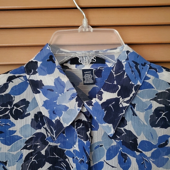 Chaps multi blue color floral blouse - Picture 2 of 5